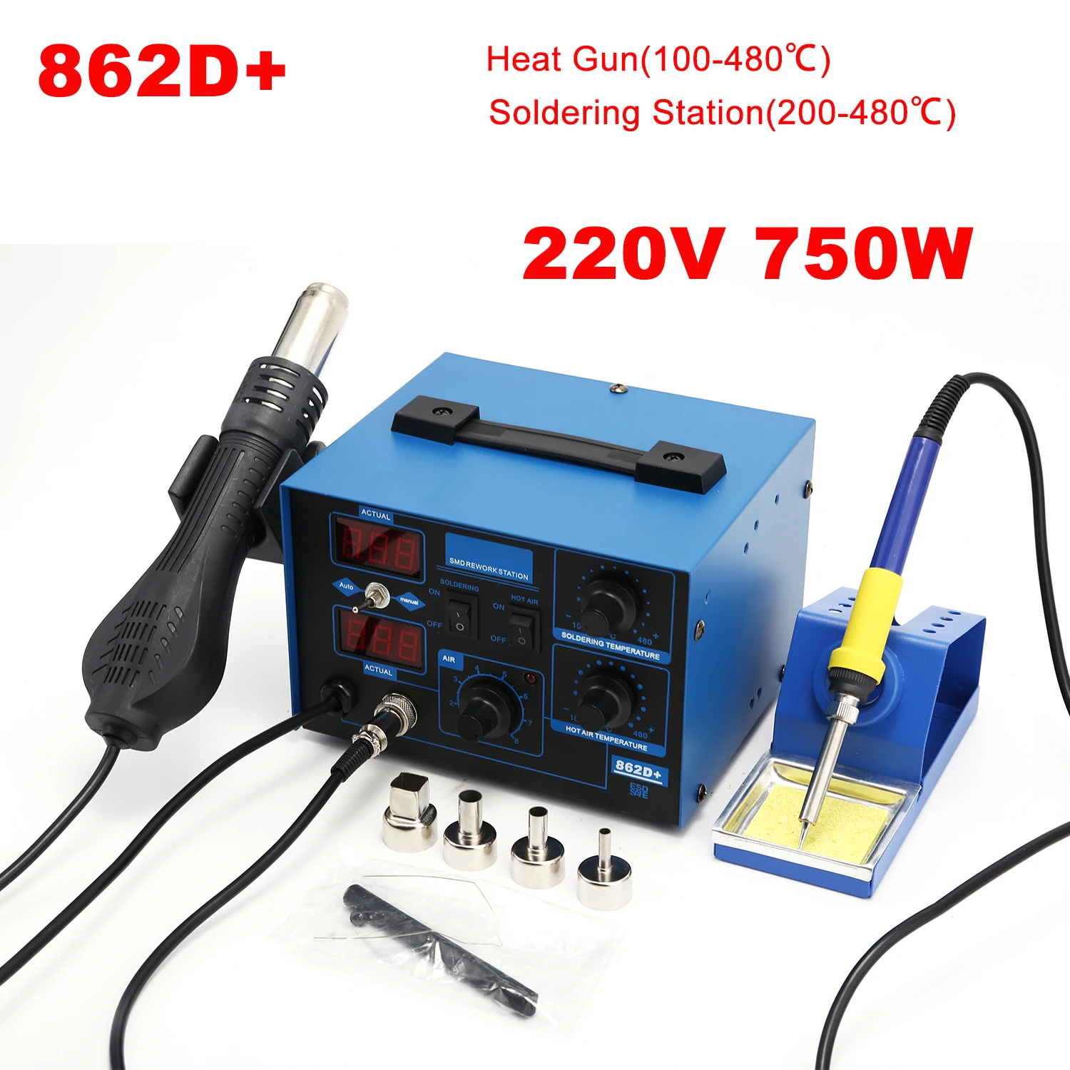 2 In 1 Soldering Rework Station 750W - 862D+ Lötstation 2-in-1 BGA Rework-Station Lötkolben