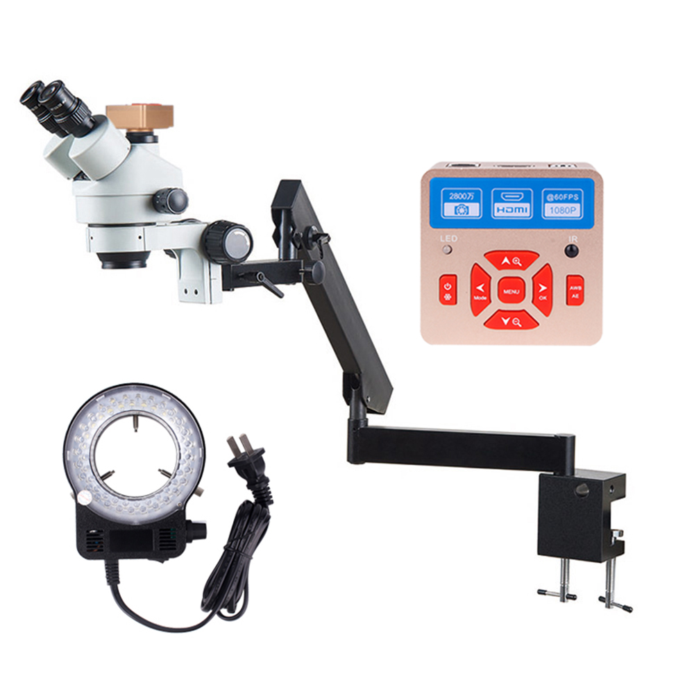 Trinocular Stereo Microscope 7X-45X - Flexibler Arm-Fixierungsklemme Mikroskop 7X-45X Zoom Trinokular