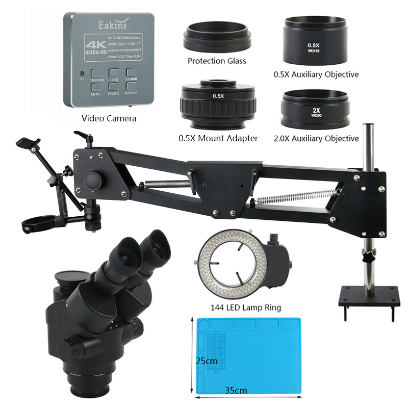 Simul-Focal Industrial Microscope 4K Hdmi - 3,5 x-90x zoom simul fokales industrielles