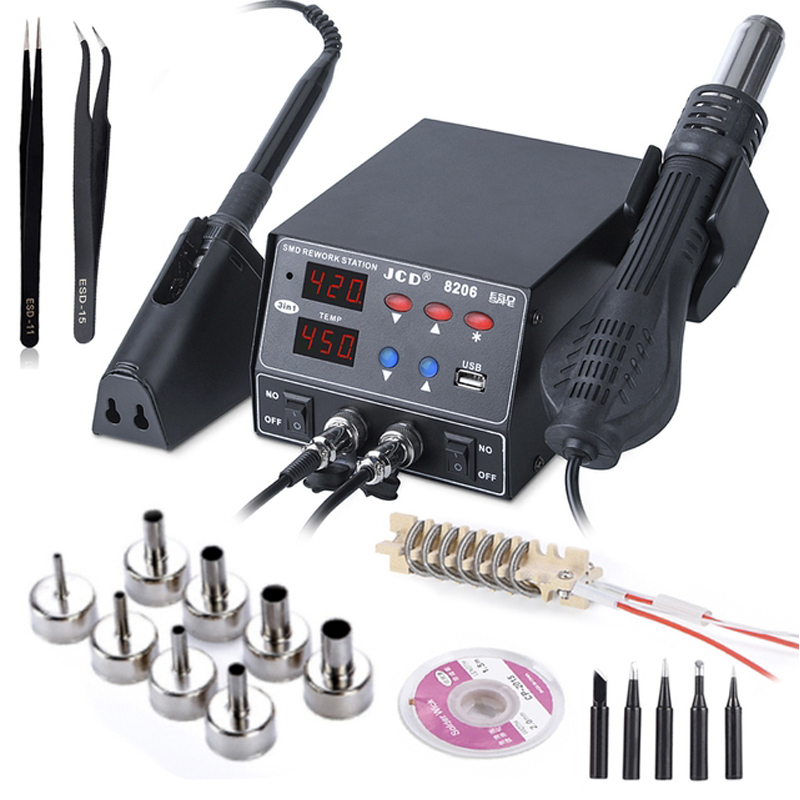 2 In 1 Soldering Rework Station 750W - JCD 8206 2-in-1 Lötstation mit Digitalanzeige