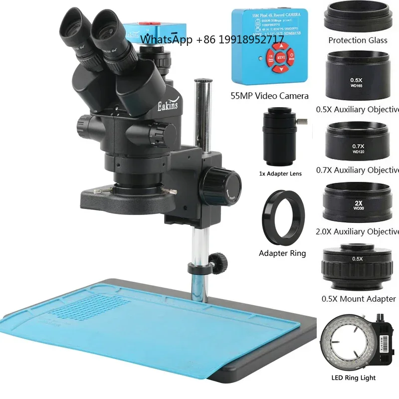 Simul-Focal Industrial Microscope 4K Hdmi - Eakins Zoom 3,5-90X Trinokulares Stereomikroskop-Set, optionale