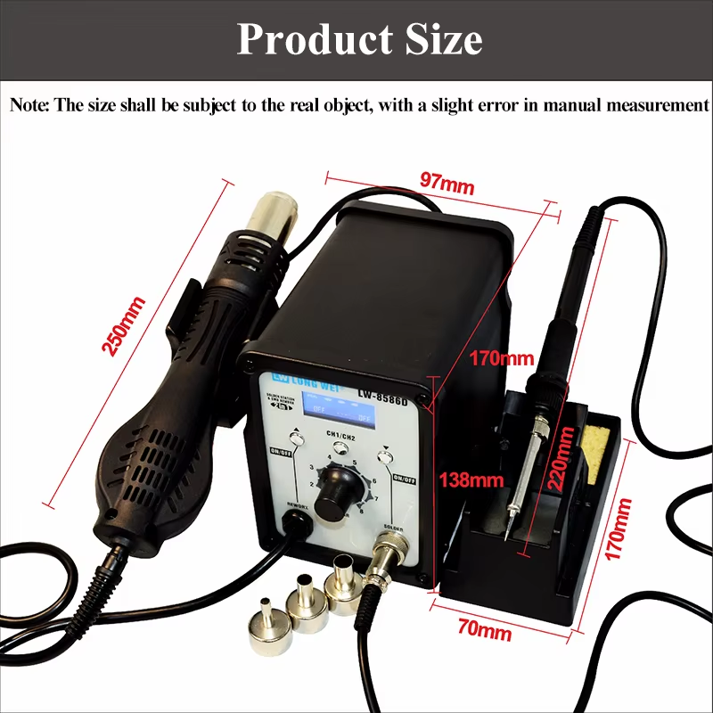 LW-8586D 2-in-1 750W Heißluftp – 2 In 1 Soldering Rework Station 750W Bewertung und Preis