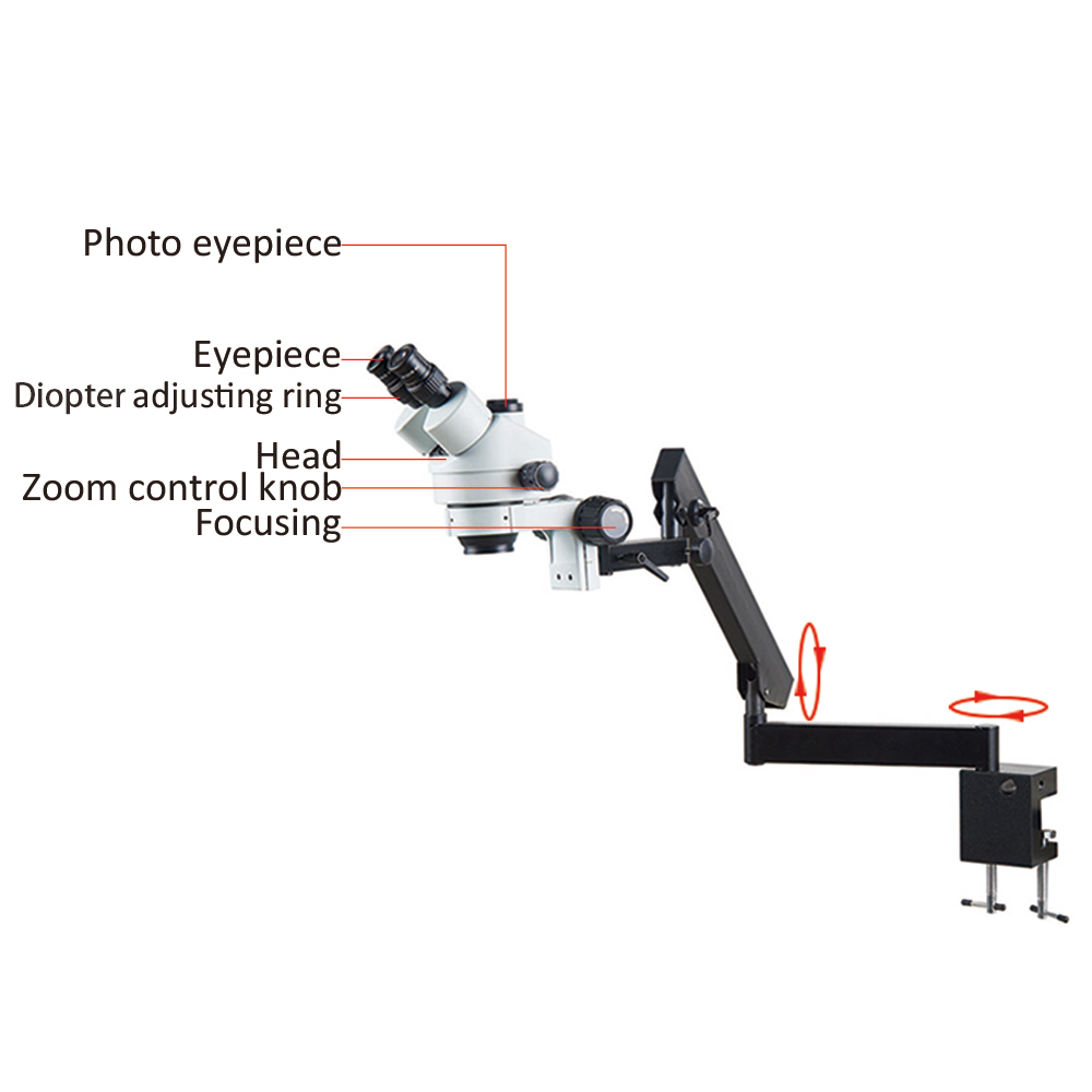 Flexibler Arm-Fixierungsklemme – Trinocular Stereo Microscope 7X-45X Bewertung und Preis