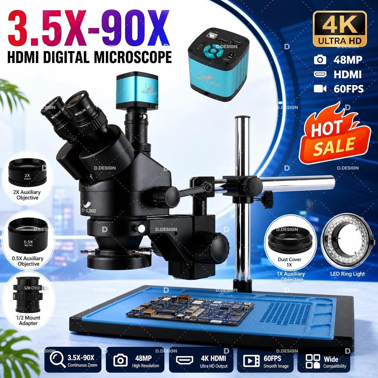 3,5X-100X Industrielles Labor- – Simul-Focal Industrial Microscope 4K Hdmi Bewertung und Preis
