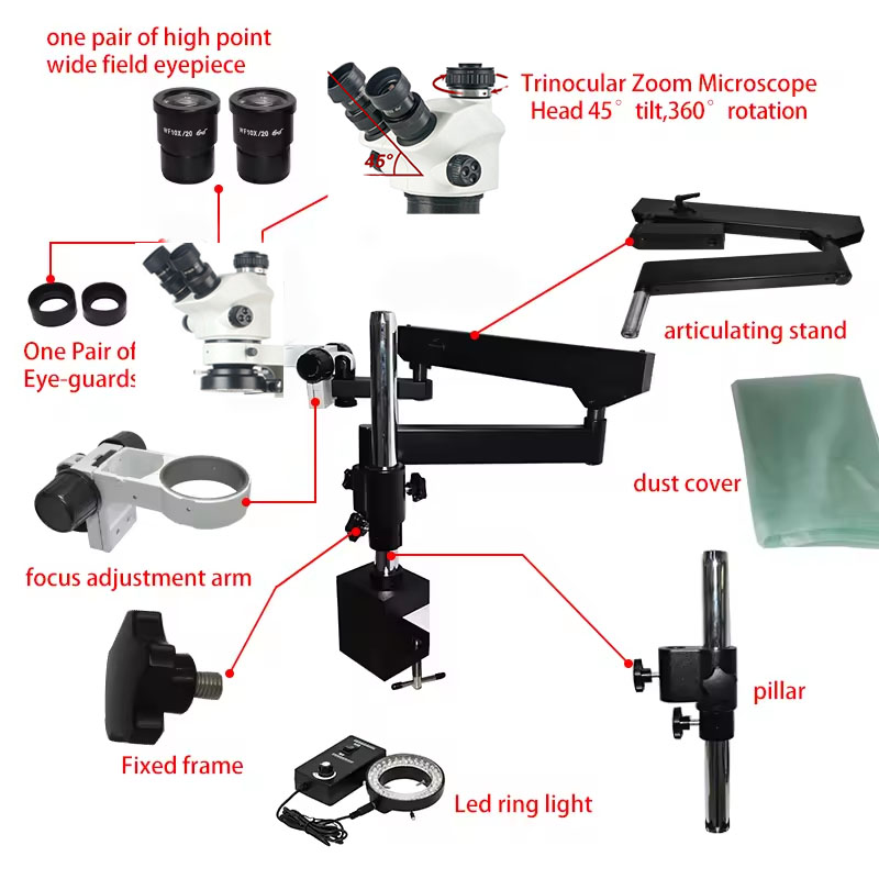 Flexibler Gelenkarm, großer Au – Articulating Arm Boom Stand Microscope Bewertung und Preis