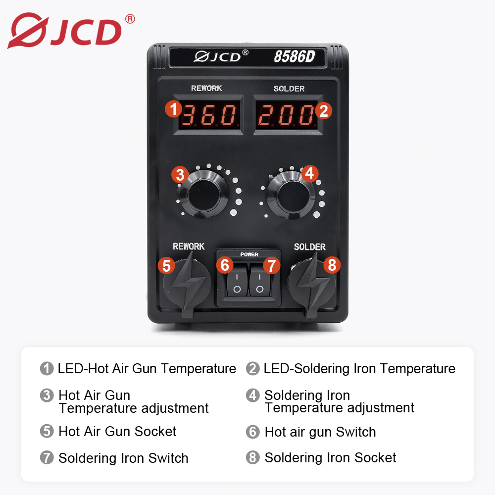 JCD 8586D 2-in-1 Lötstation He – 2 In 1 Soldering Rework Station 750W Bewertung und Preis